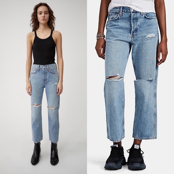 Re/Done Low Slung Crop Jeans - Picture 2 of 6